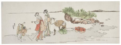 View full screen - View 1 of Lot 24. Katsushika Hokusai (1760-1849) | The beach at Enoshima | Edo period, 19th century.