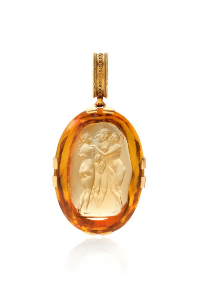 View full screen - View 1 of Lot 1. QUARTZ INTAGLIO PENDANT (PENDENTE CON INTAGLIO IN QUARZO) | LUIGI PICHLER, 1820.