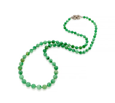View full screen - View 1 of Lot 15. JADE AND DIAMOND NECKLACE (COLLANA IN GIADA E DIAMANTI) | BULGARI.