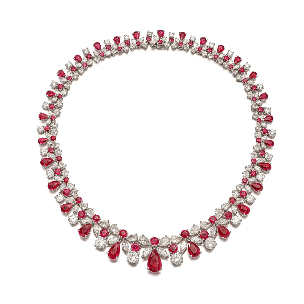 View full screen - View 1 of Lot 1291. RUBY AND DIAMOND NECKLACE | 格拉夫 | 紅寶石 配 鑽石 項鏈.