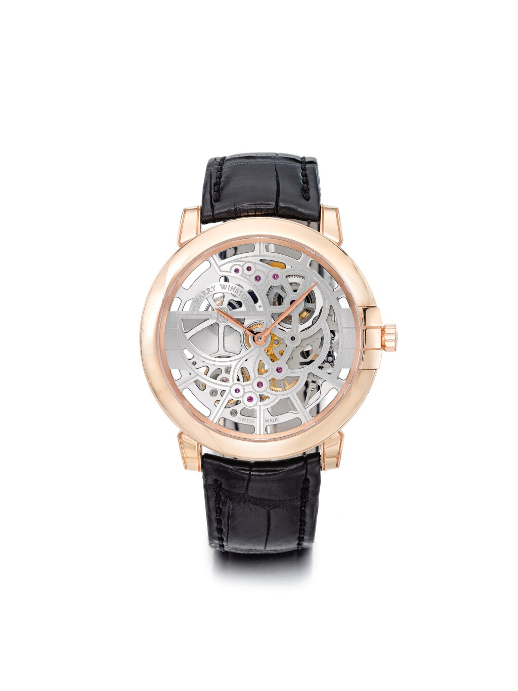 View full screen - View 1 of Lot 65. HARRY WINSTON | REFERENCE 450-MAS42R MIDNIGHT SKELETON A PINK GOLD SKELETONIZED AUTOMATIC WRISTWATCH, CIRCA 2015.