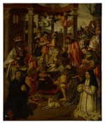 The Adoration of the Magi with portraits of two kneeling donors, Claes Hendricksz. Basgen (1488-1563) and his daughter Neel Claesdr. Basgen (1528-1594)