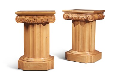 View full screen - View 1 of Lot 6. A Pair of Ionic Columnar-Form Beechwood Side Tables, Modern.