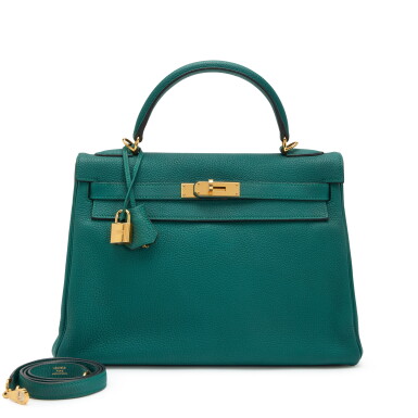 View full screen - View 1 of Lot 122. Malachite Togo Kelly 32 Retourne Gold Hardware, 2013.