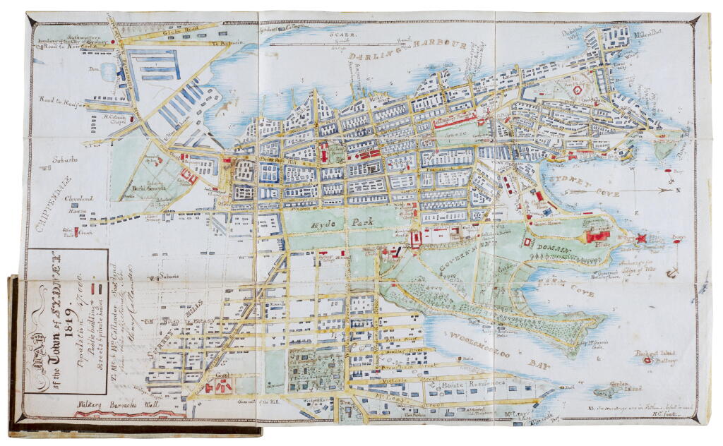 View full screen - View 1 of Lot 34. Australia—Henry Callander | Manuscript Map of Sydney, hand-coloured, 1849.