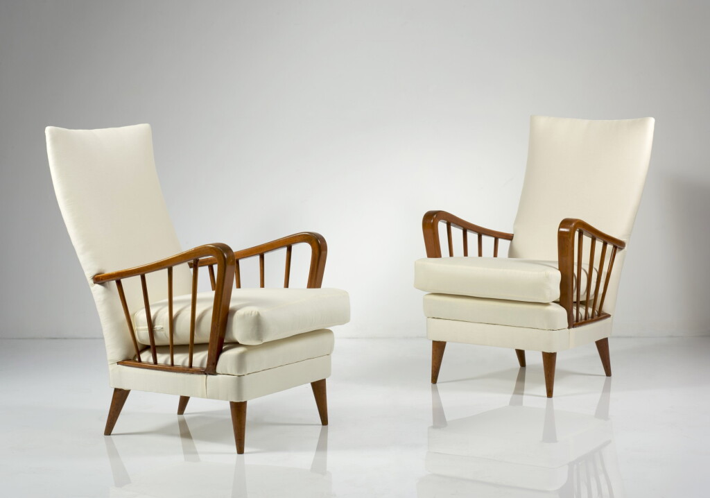 View full screen - View 1 of Lot 70. Pair of armchairs, model n. 6553.