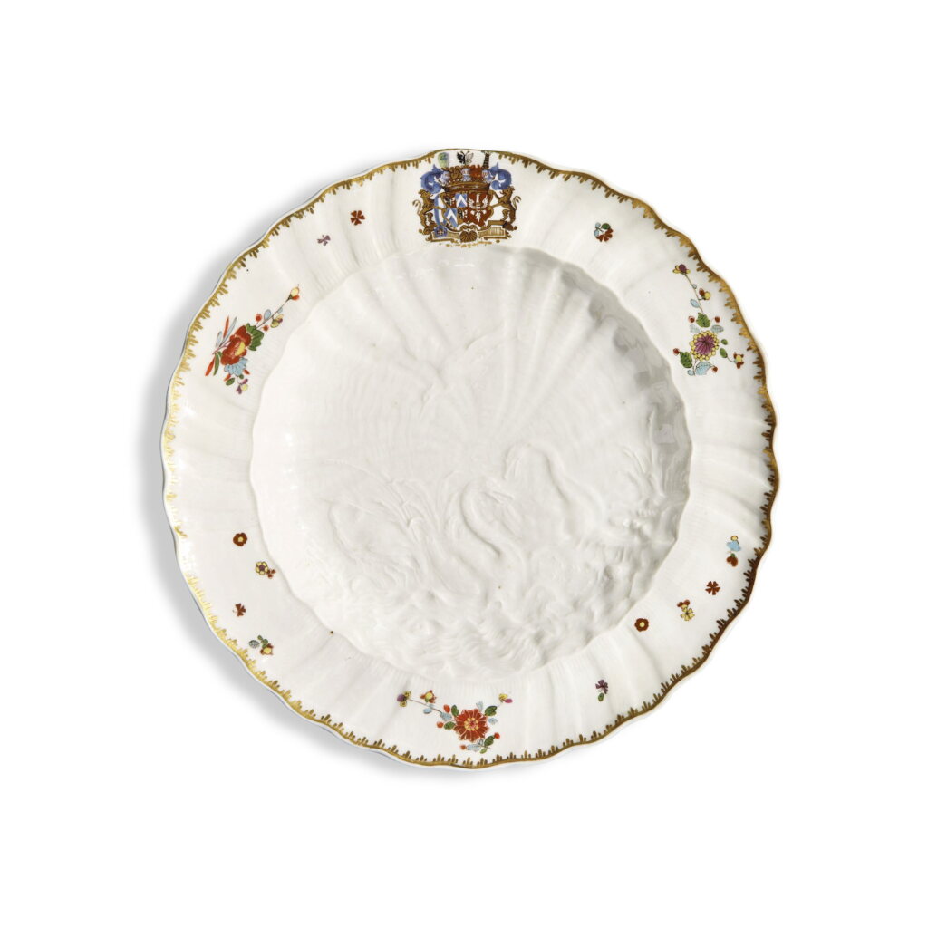 View full screen - View 1 of Lot 6. A Meissen Plate from the Swan Service, Circa 1738.