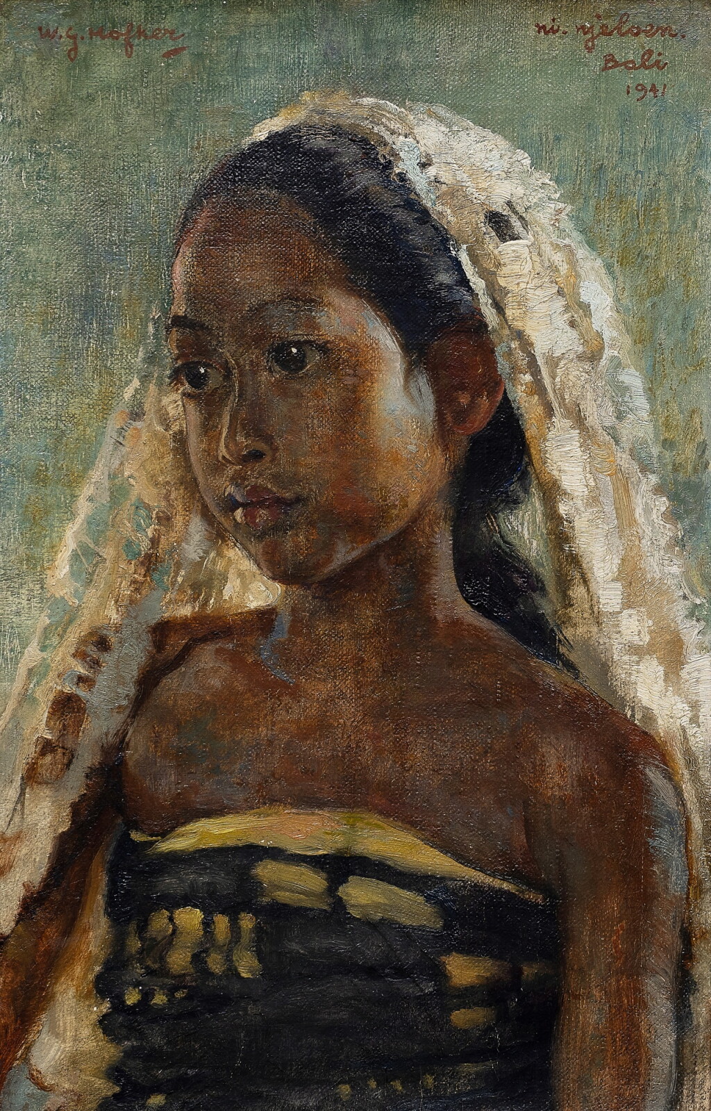View full screen - View 1 of Lot 632. Willem Gerard Hofker 威廉·傑拉德·賀夫卡 | Portrait of Ni Njeloen Ni Njeloen的肖像.