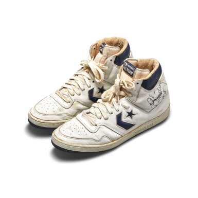 View full screen - View 1 of Lot 47. Alvin Robertson Worn Olympic Dual Signed Converse Startech | Size 13.5.