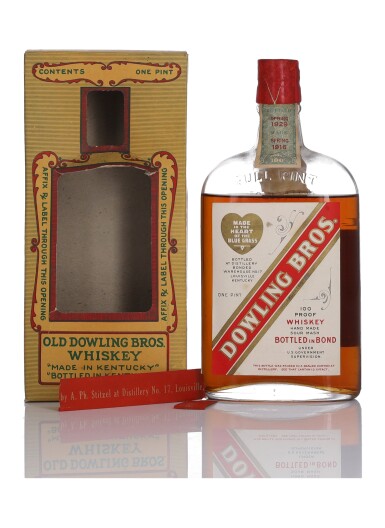 View full screen - View 1 of Lot 393. Dowling Bros 100 Proof 1916 (1 PINT).