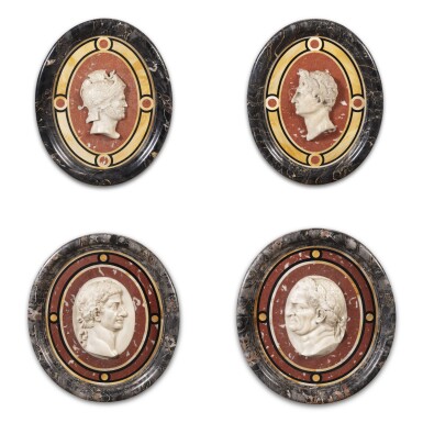 View full screen - View 1 of Lot 7. A set of four marble medallions, in antique style .