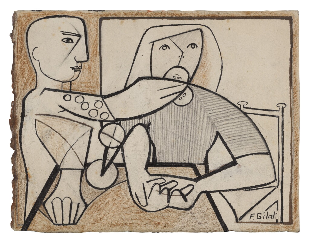 View full screen - View 1 of Lot 14. FRANÇOISE GILOT | ADAM FORCING EVE TO EAT AN APPLE I & STILL LIFE (A DOUBLE-SIDED WORK).