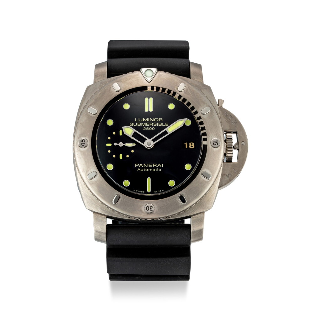 Voir en plein écran - Voir 1 du lot 356. PANERAI | LUMINOR SUBMERSIBLE, REFERENCE PAM 364 A TITANIUM WRISTWATCH WITH DATE, CIRCA 2013.