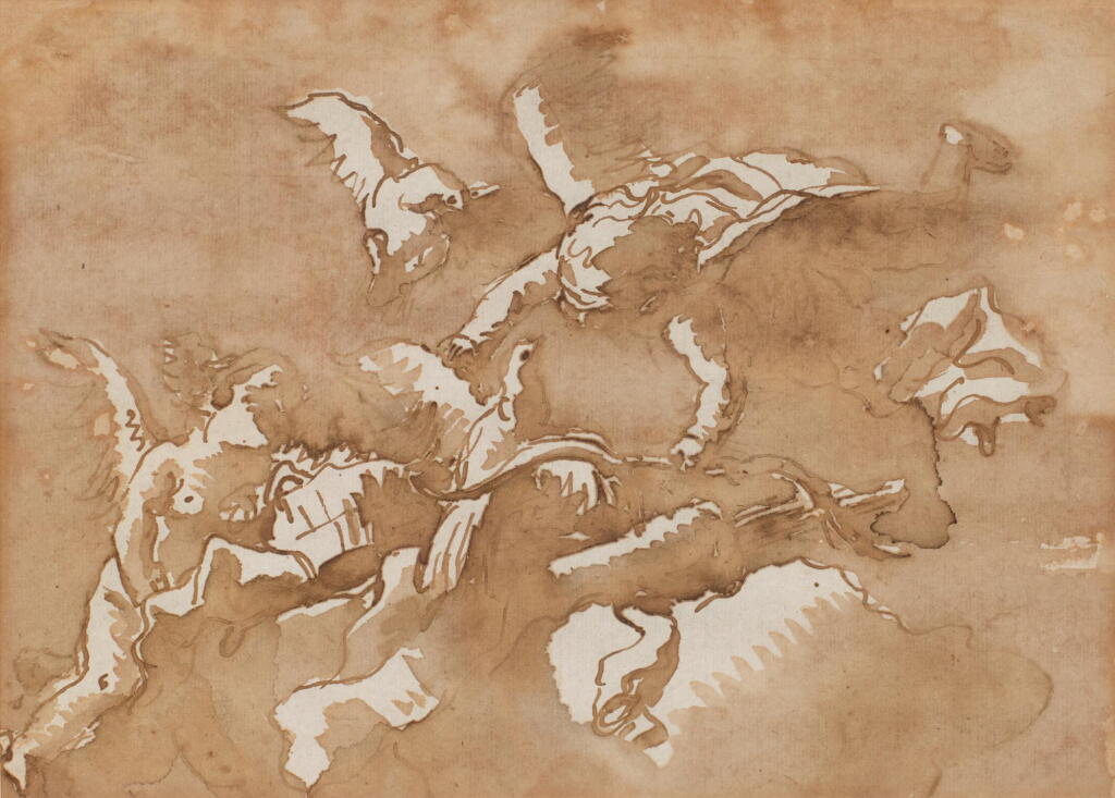 View full screen - View 1 of Lot 45. Putti frolicking in the clouds.