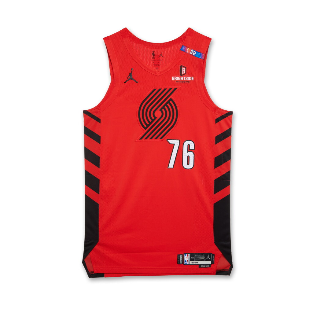 View full screen - View 1 of Lot 235. Taze Moore Portland Trailblazers 2024-2025 Emirates NBA Cup Game Issued Statement Edition Jersey | Probable Wear.