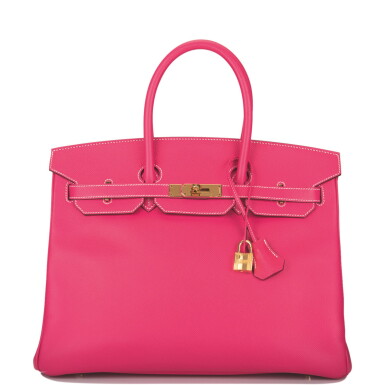 View full screen - View 1 of Lot 62. Hermès Rose Tyrien Birkin 35cm of Epsom Leather with Gold Hardware.