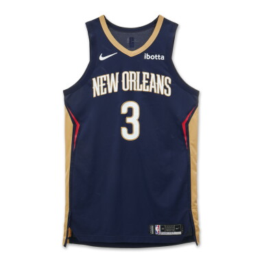 View full screen - View 1 of Lot 54. CJ McCollum New Orleans Pelicans 2023-2024 Kia NBA Tip-Off Game Worn Icon Edition Jersey.