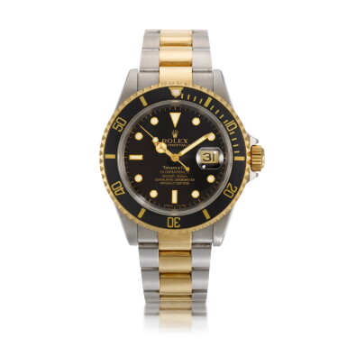 View full screen - View 1 of Lot 8. Retailed by Tiffany & Co.: Submariner, Ref. 16613 Stainless Steel And Yellow Gold Wristwatch With Date and Bracelet Circa 1991.