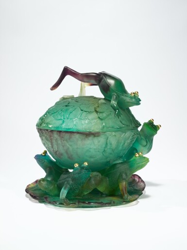 View full screen - View 1 of Lot 84. Daum, "Grenouille" Covered Bowl.