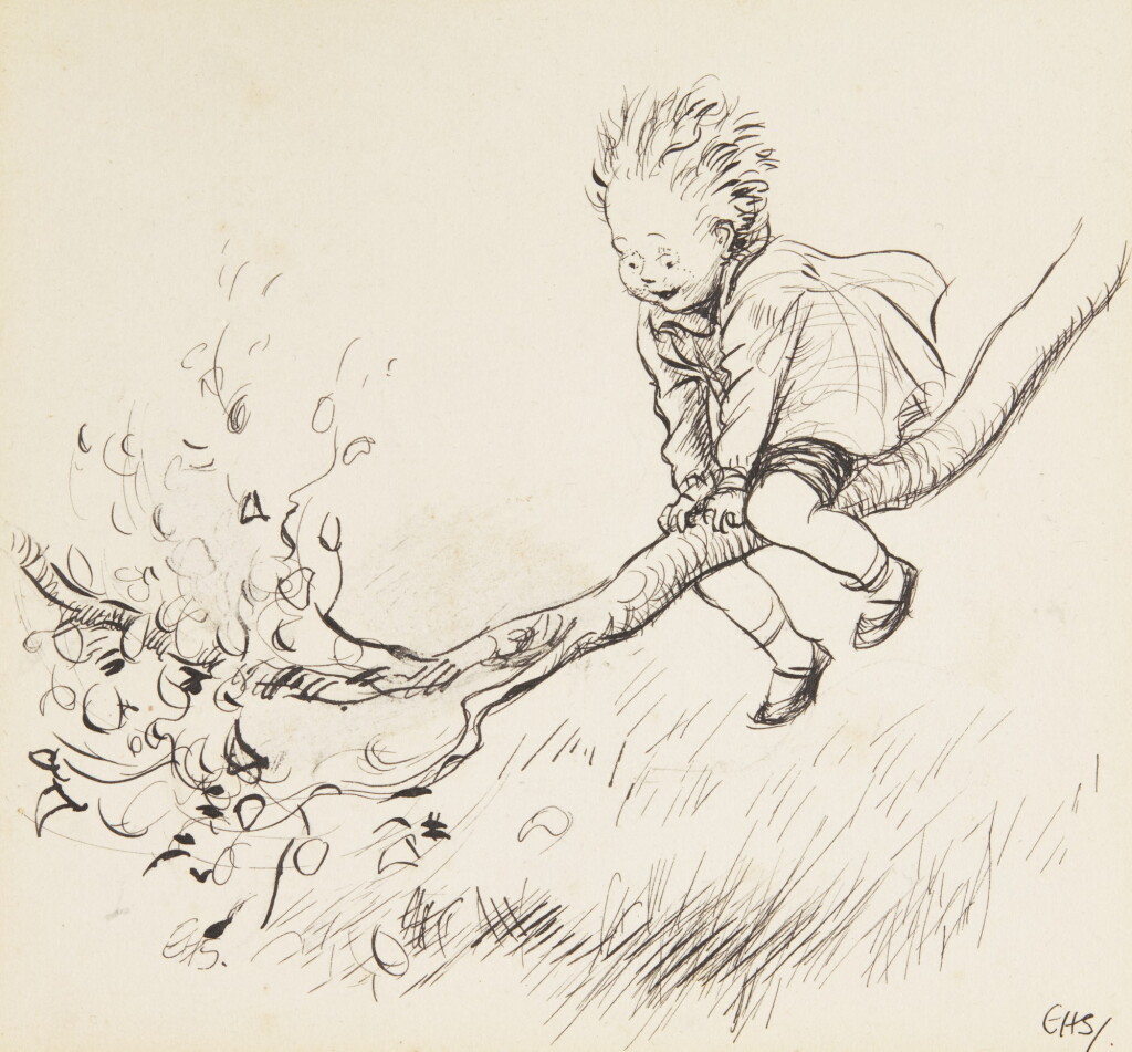 View full screen - View 1 of Lot 285. Shepard, 'Independence' (from When We Were Very Young), original ink drawing, c. 1924.