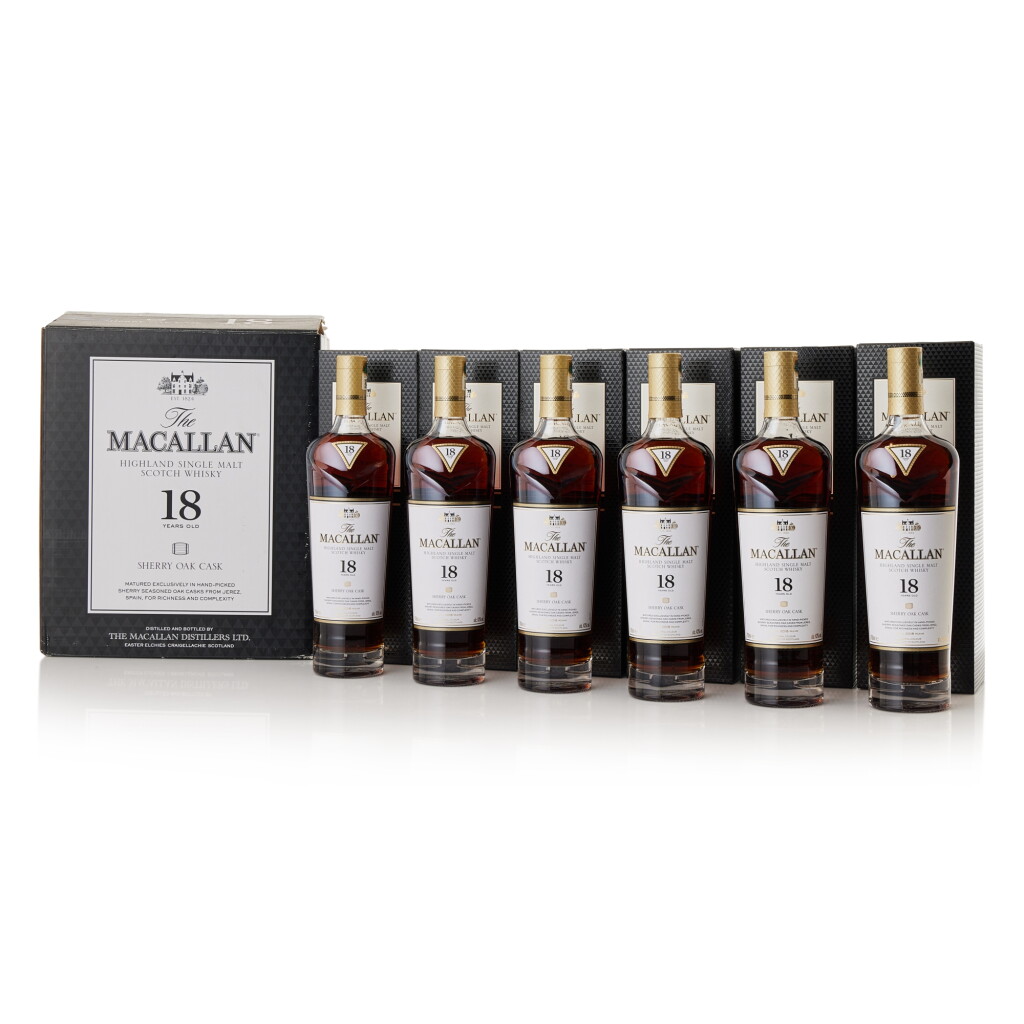View full screen - View 1 of Lot 212. The Macallan 18 Year Old 2018 Release 43.0 abv NV (6 BT70).