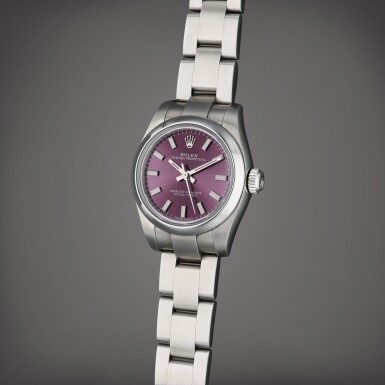 View full screen - View 1 of Lot 108. Reference 176200 Oyster Perpetual ‘Grape’ | A stainless steel automatic wristwatch with bracelet, Circa 2017.