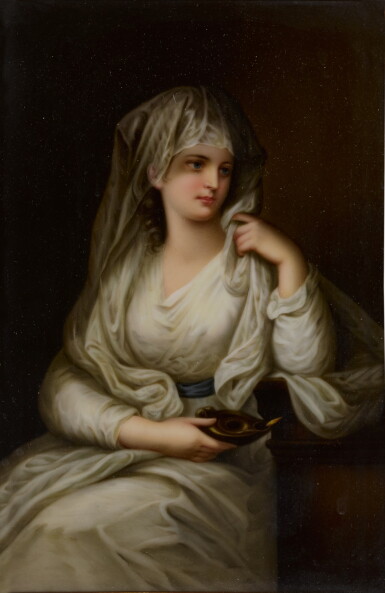 View full screen - View 1 of Lot 230. A Continental Porcelain Rectangular Plaque, 'Vestal Virgin', Late 19th Century.