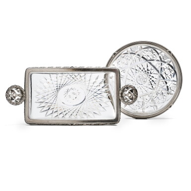 View full screen - View 1 of Lot 1344. Two Fabergé silver-mounted cut-glass sweet dishes, Moscow, 1908-1917.