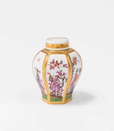 View full screen - View 1 of Lot 39. A Meissen Hexagonal Tea Canister and Cover, Circa 1725.