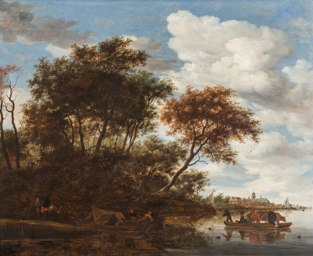 View full screen - View 1 of Lot 12. A view on the river Vecht with Kasteel Nijenrode beyond.