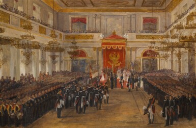 View full screen - View 1 of Lot 8. Grand Duke Konstantin Nikolaevich Taking an Oath of Allegiance in the Georgievsky Hall in the Winter Palace, 8th September 1843.