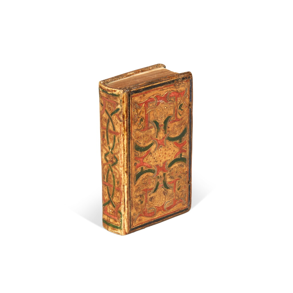 View full screen - View 1 of Lot 1645. Dante, Dante con nuove et utili ispositioni, Lyon, 1552, contemporary French polychrome vellum binding.