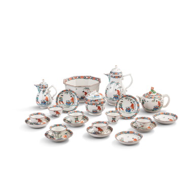 View full screen - View 1 of Lot 580. A German porcelain assembled composite part tea and coffee service, the porcelain 18th century, the decoration probably Dutch.