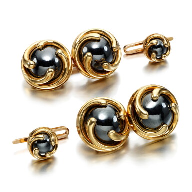View full screen - View 1 of Lot 862. Gold and hematite dress set.