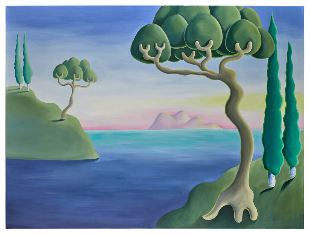 View full screen - View 1 of Lot 85. Italian Landscape with 6 Trees.