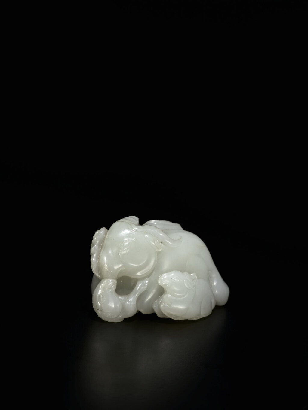 View full screen - View 1 of Lot 290. A white jade 'Three Rams' group, Qing dynasty, 18th / 19th century | 清十八 / 十九世紀 白玉雕「三陽開泰」把件.
