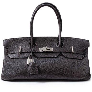 View full screen - View 1 of Lot 679. Ebène Clémence JPG Shoulder Birkin 42 Palladium Hardware, 2006.