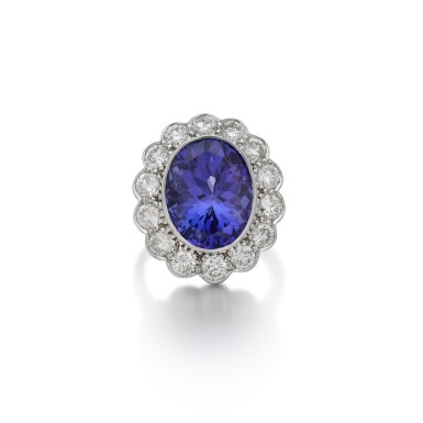 View full screen - View 1 of Lot 170. A tanzanite and diamond ring .