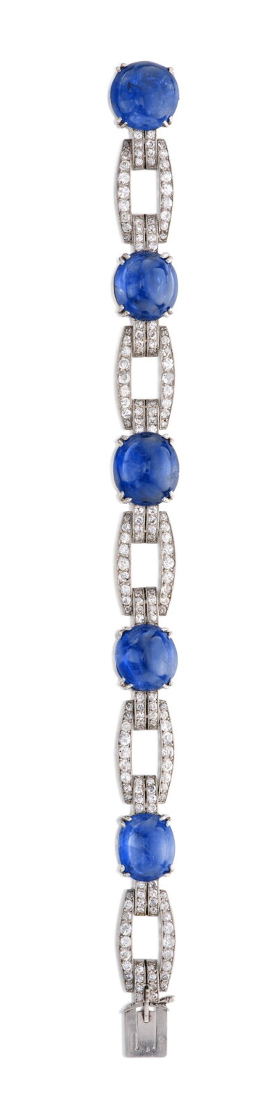 View full screen - View 1 of Lot 45. Chaumet | Sapphire and Diamond Bracelet, France 尚美 藍寶石配鑽石手鏈,法國.
