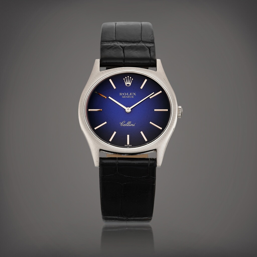 View full screen - View 1 of Lot 8735. Cellini, Reference 3806 | A white gold wristwatch, Circa 1975 | 勞力士 | Cellini 型號3806 | 白金腕錶,約1975年製.