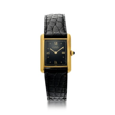 View full screen - View 1 of Lot 59. CARTIER | TANK VERMEIL A GOLD PLATED SILVER RECTANGULAR WRISTWATCH, CIRCA 2005.