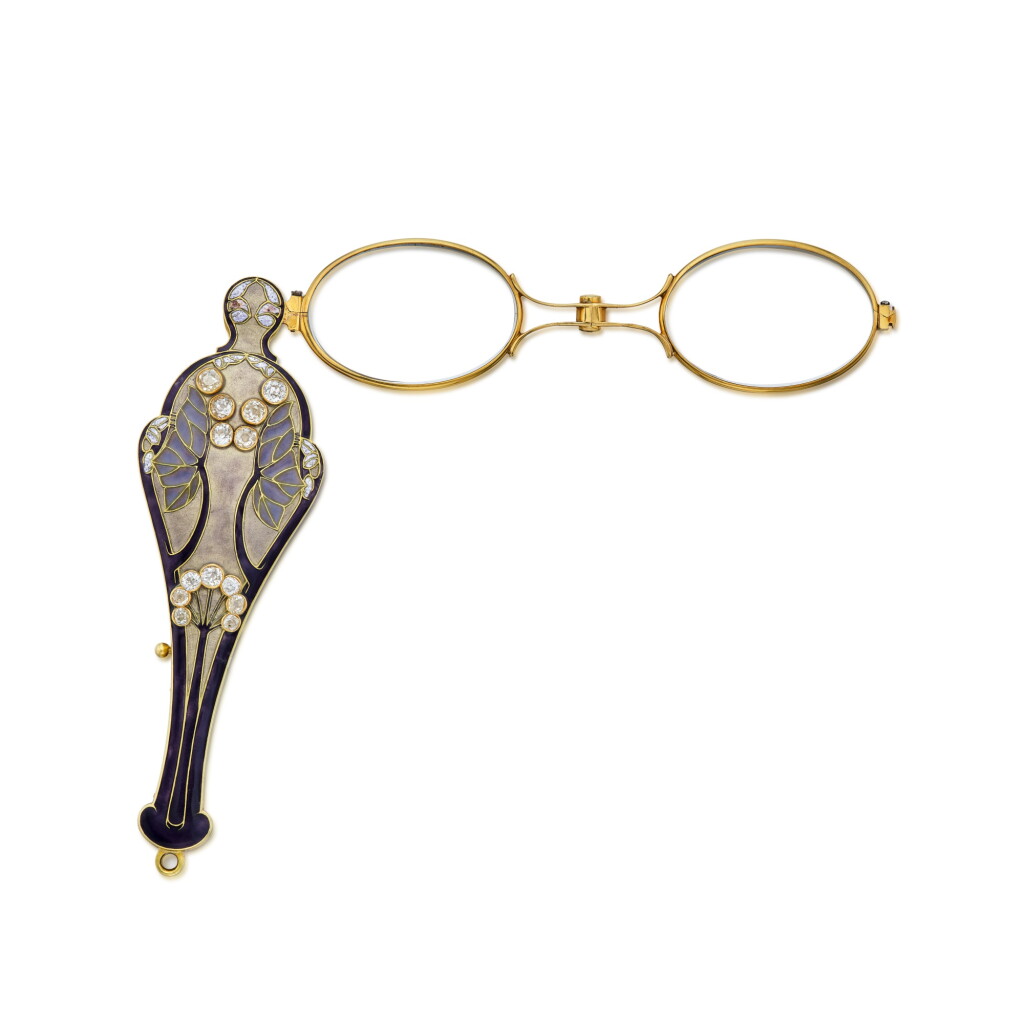 View full screen - View 1 of Lot 56. Gold, Enamel and Diamond Lorgnette.