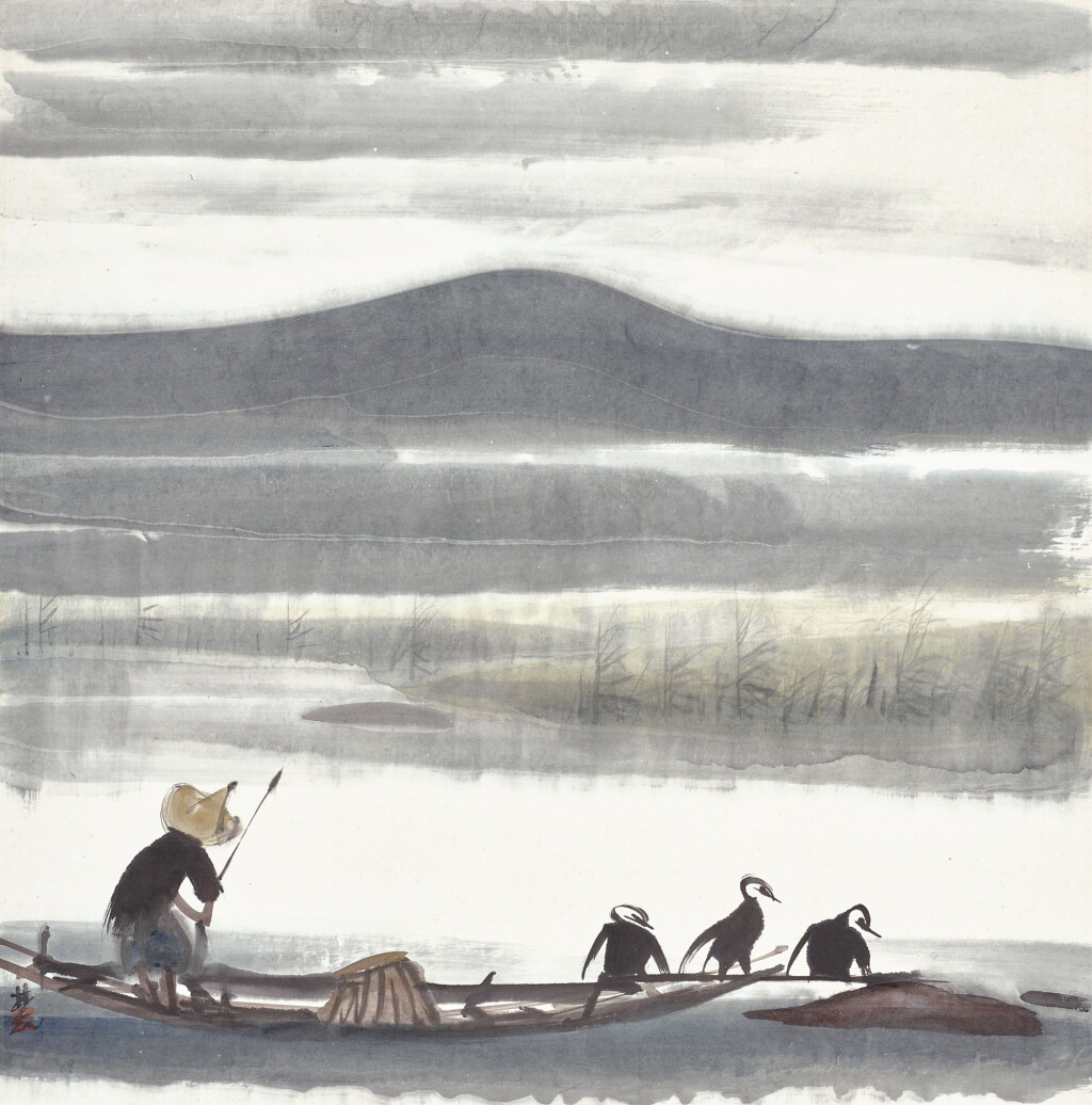 View full screen - View 1 of Lot 3027. 林風眠 捕魚圖 | Lin Fengmian, Fishing Boat .