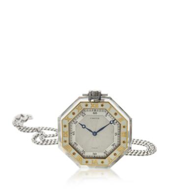View full screen - View 1 of Lot 396. A rock crystal, platinum, yellow gold and enamel open faced watch, Circa 1925 .