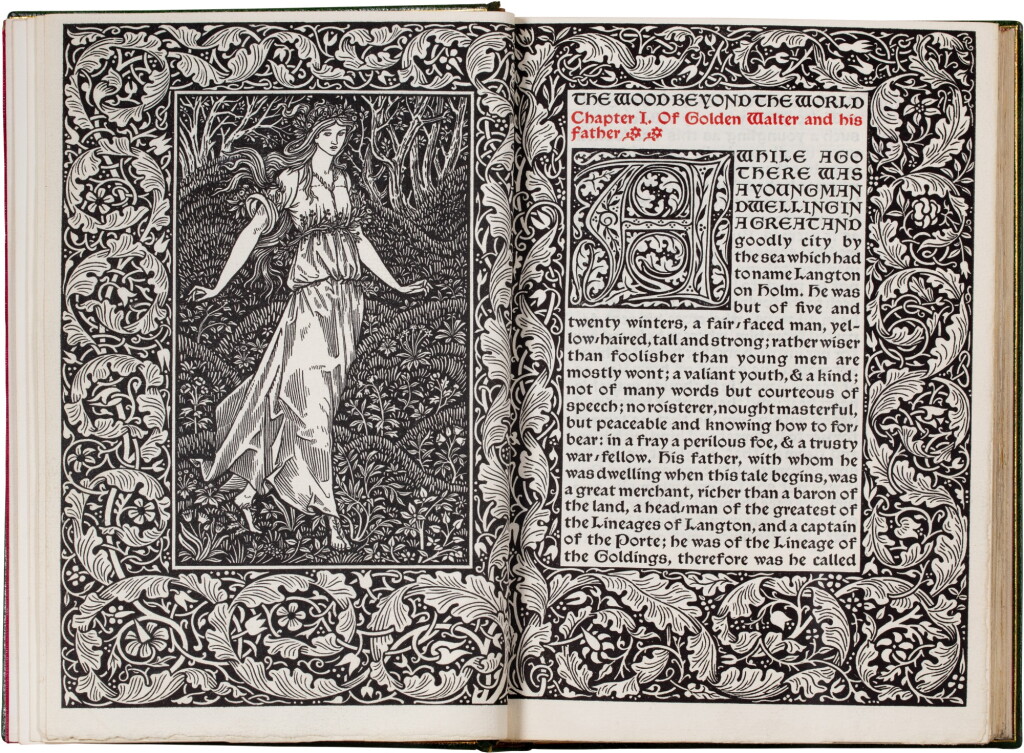 View full screen - View 1 of Lot 143. The Wood Beyond the World. Kelmscott Press, 1894. Rel. de Mounteney. Ill. de Burne-Jones.