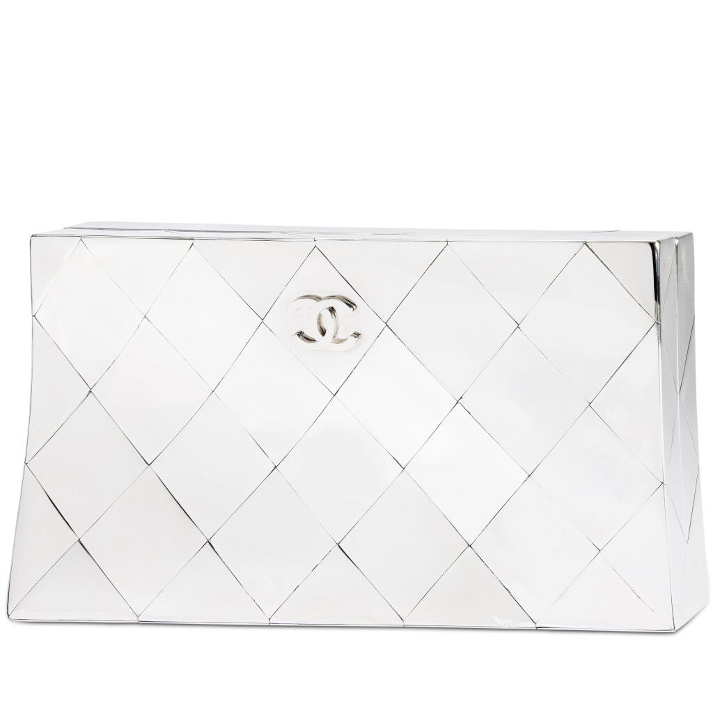 View full screen - View 1 of Lot 15. Silver Metal Chic Twisted Mirror Paris-Bombay Minaudière Clutch Silver Hardware, 2012.