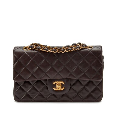 View full screen - View 1 of Lot 125. Dark Brown Quilted Lambskin Small Classic Double Flap Gold Hardware, 1997.
