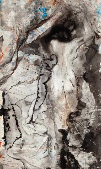 View full screen - View 1 of Lot 248. Gala tenant une tapisserie.