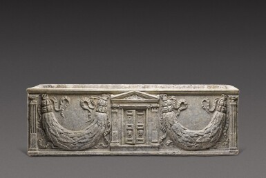 View full screen - View 1 of Lot 66. A Roman Marble Garland and "Gates of Hades" Sarcophagus, 3rd century A.D..