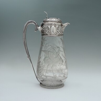 View full screen - View 1 of Lot 50. A VICTORIAN SILVER-MOUNTED CLARET JUG | W. & G. SISSONS, SHEFFIELD | 1881.